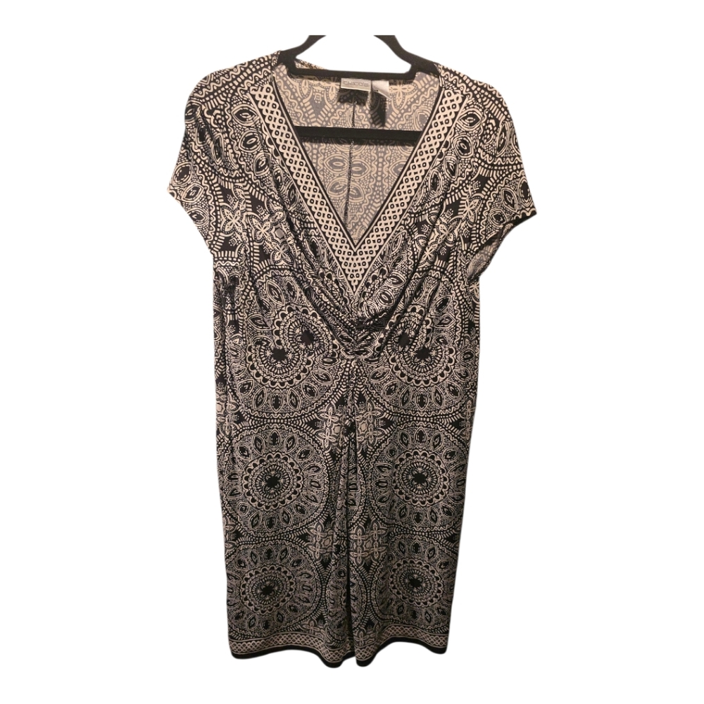 Chico's Sz. Xlarge/sz. 16/3 Black/white Dress